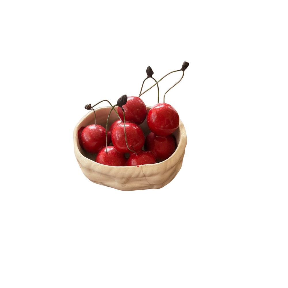 Cedan Italy Vintage‎ Ceramic Bowl of Cherries Figurine Hand Painted Red Fruit